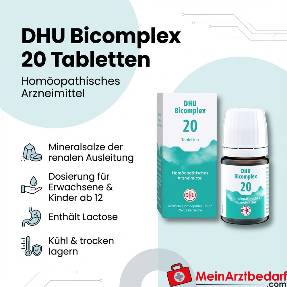 DHU Bicomplex 20 tabletek 150 sztuk - Ferrum phosphoricum D12, Potassium arsenicosum D6, Potassium chloratum D6, Potassium sulphuricum D6