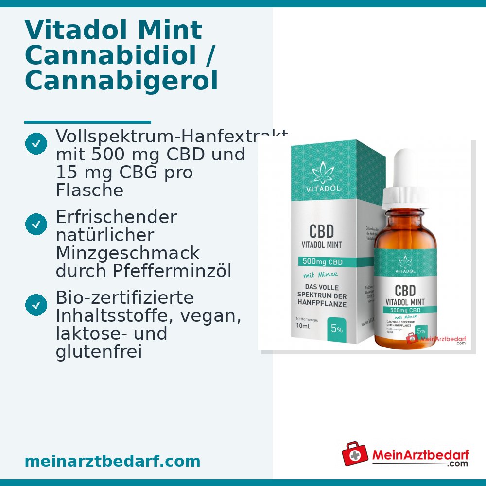 VITADOL Menthe 5% Huile de CBD à spectre complet 10 ml 500 mg
