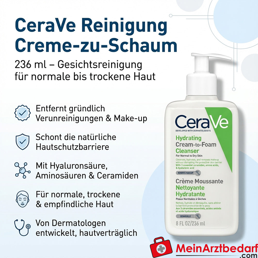 CeraVe crema-schiuma detergente per pelli da normali a secche 236 ml