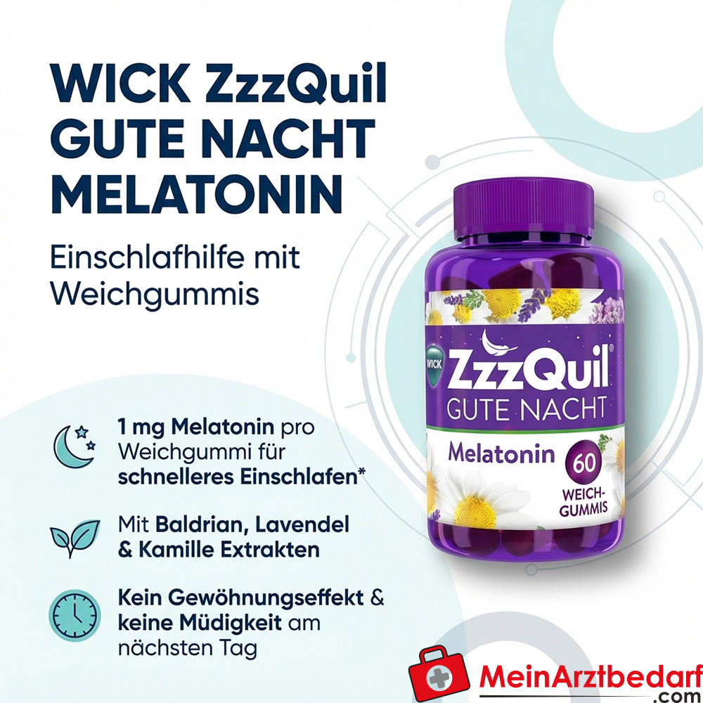 WICK ZzzQuil Gute Nacht Melatonin 1 mg Weichgummis 30 Stück