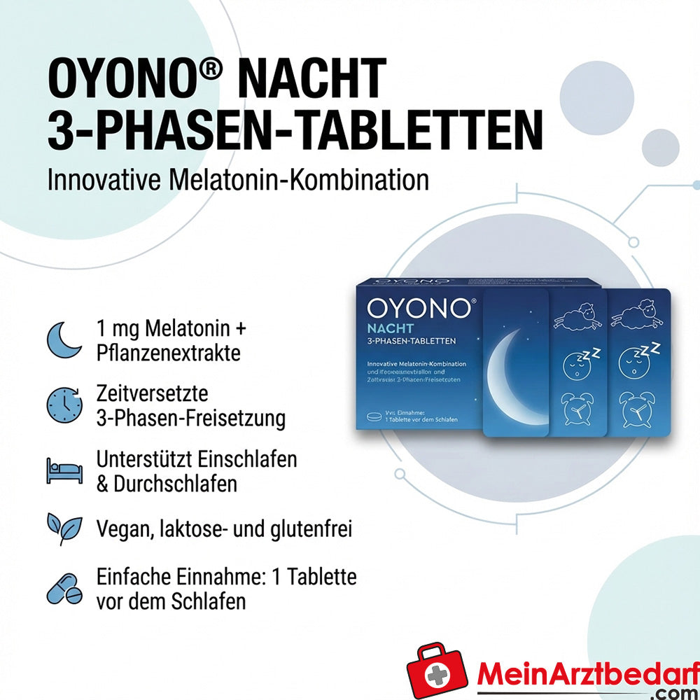 OYONO Nacht 1 mg Melatonin Tabletten mit Baldrian und Zitronenmelisse 24 Stück