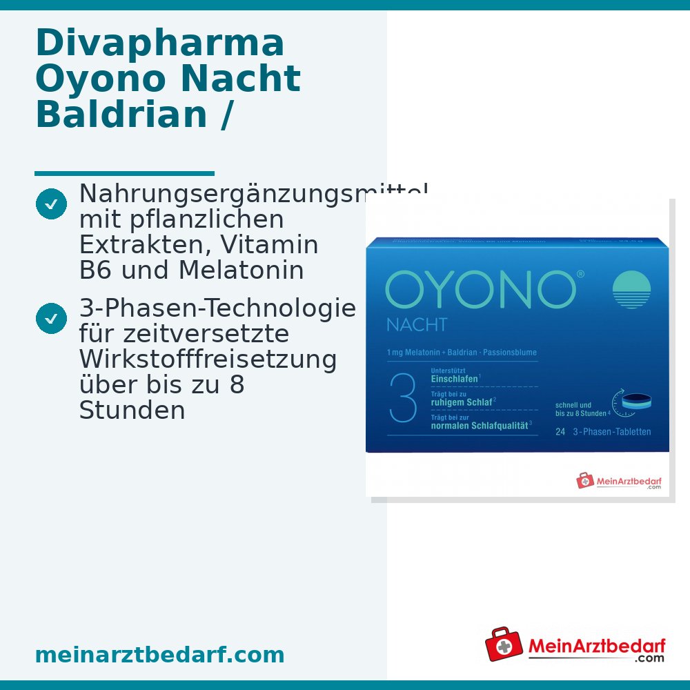 Tabletki Divapharma Oyono Noc Waleriana / Męczennica / Głóg / Melisa / Witamina B6 / Melatonina, 24 szt.
