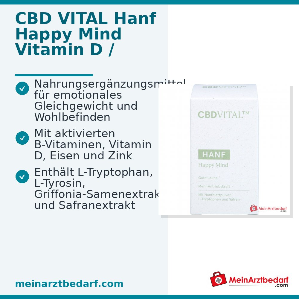 CBD VITAL Gélules de chanvre Happy Mind avec Griffonia (5-HTP) 60 pièces