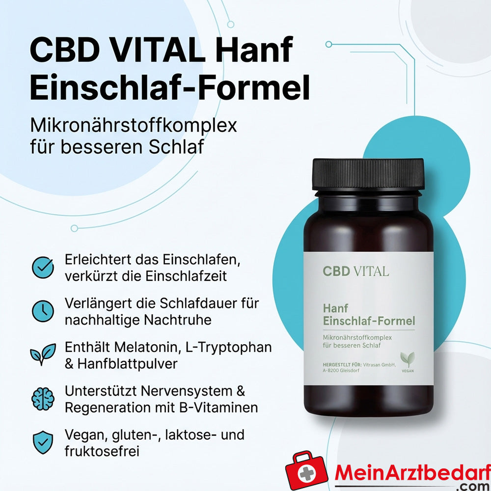 CBD VITAL Hemp Sleep Formula Melatonina 1 mg + L-Tryptofan 250 mg Kapsułki 60 kapsułek