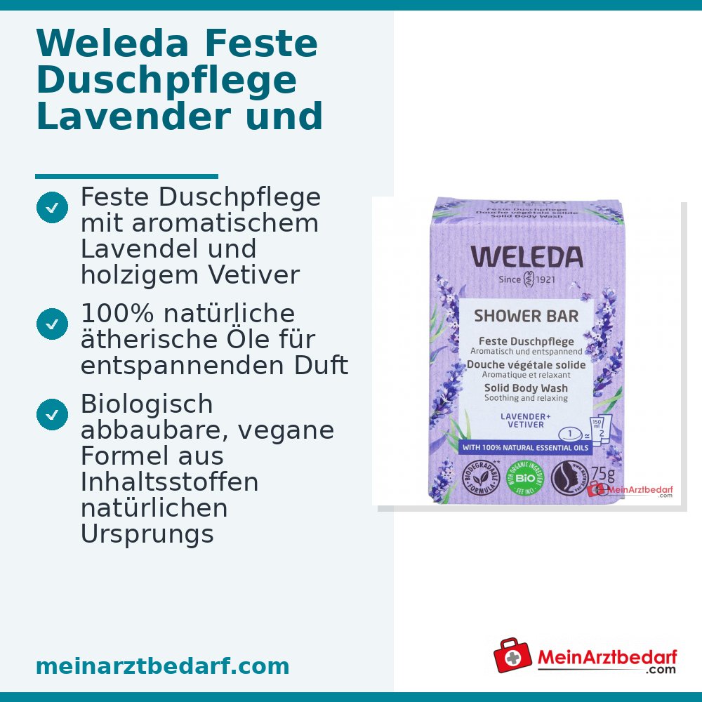 Weleda Stały Produkt Do Kąpieli Lawenda i Wetiwer z Ekologicznym Masłem Shea, 75 g