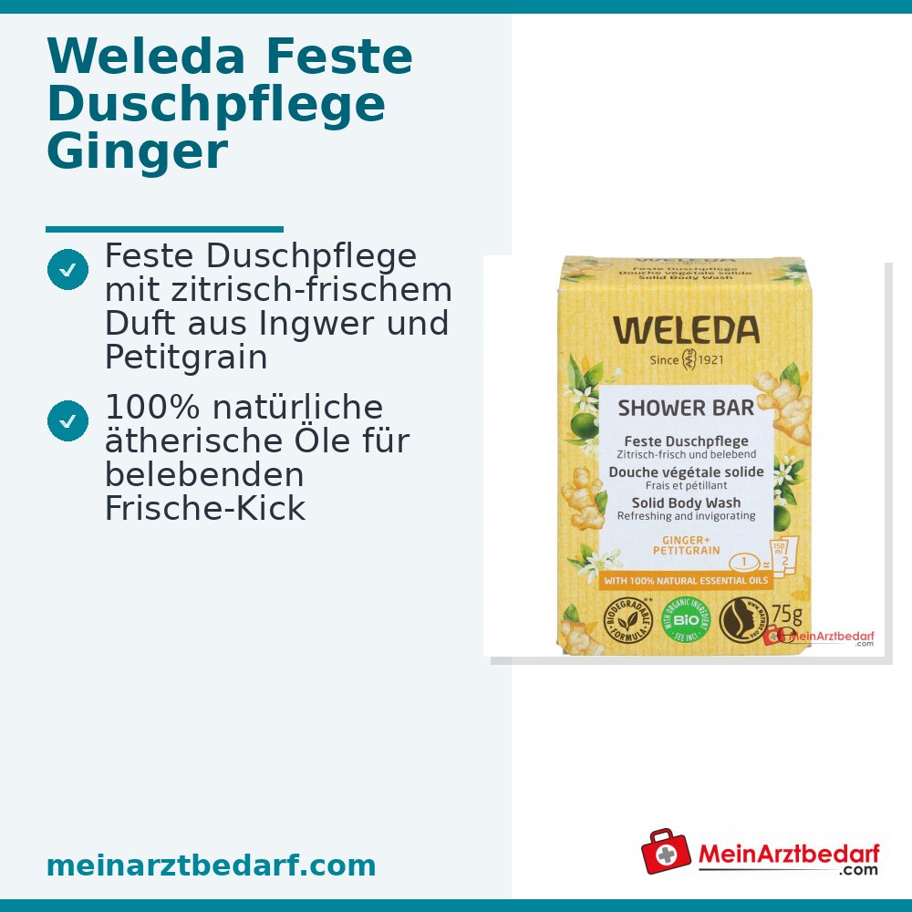 Weleda Cuidado de Ducha Sólido Jengibre + Petitgrain, 75 g