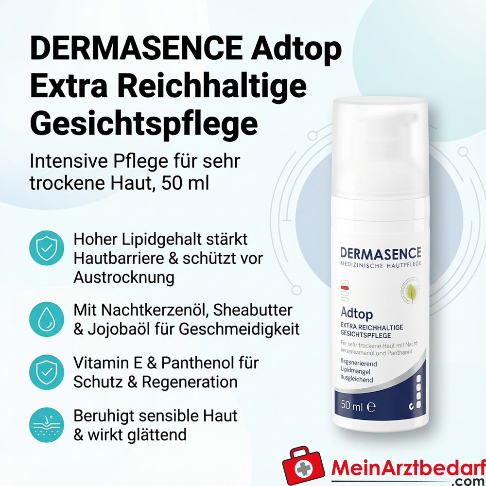 DERMASENCE Adtop Extra Reichhaltige Gesichtscreme 50 ml für sehr trockene, sensible Haut