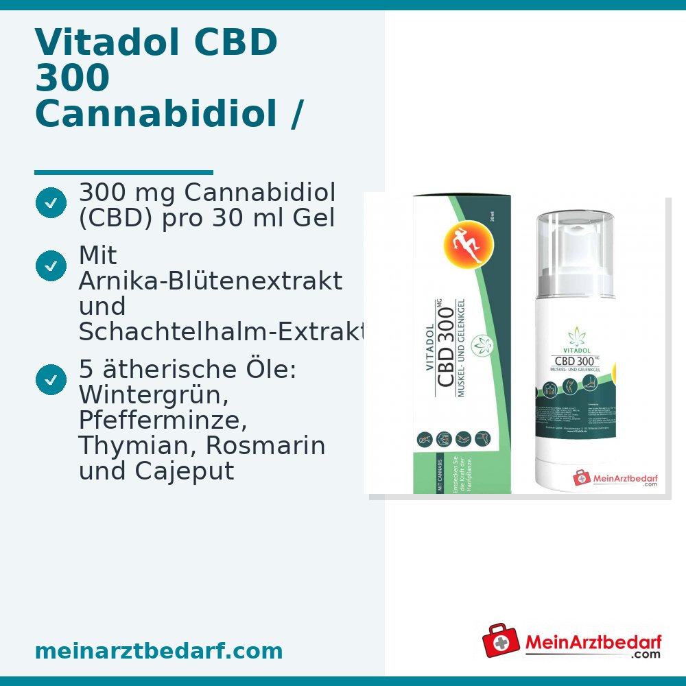 Vitadol CBD 300 Cannabidiol / Árnica / Cola de caballo Gel para músculos y articulaciones, 30 ml