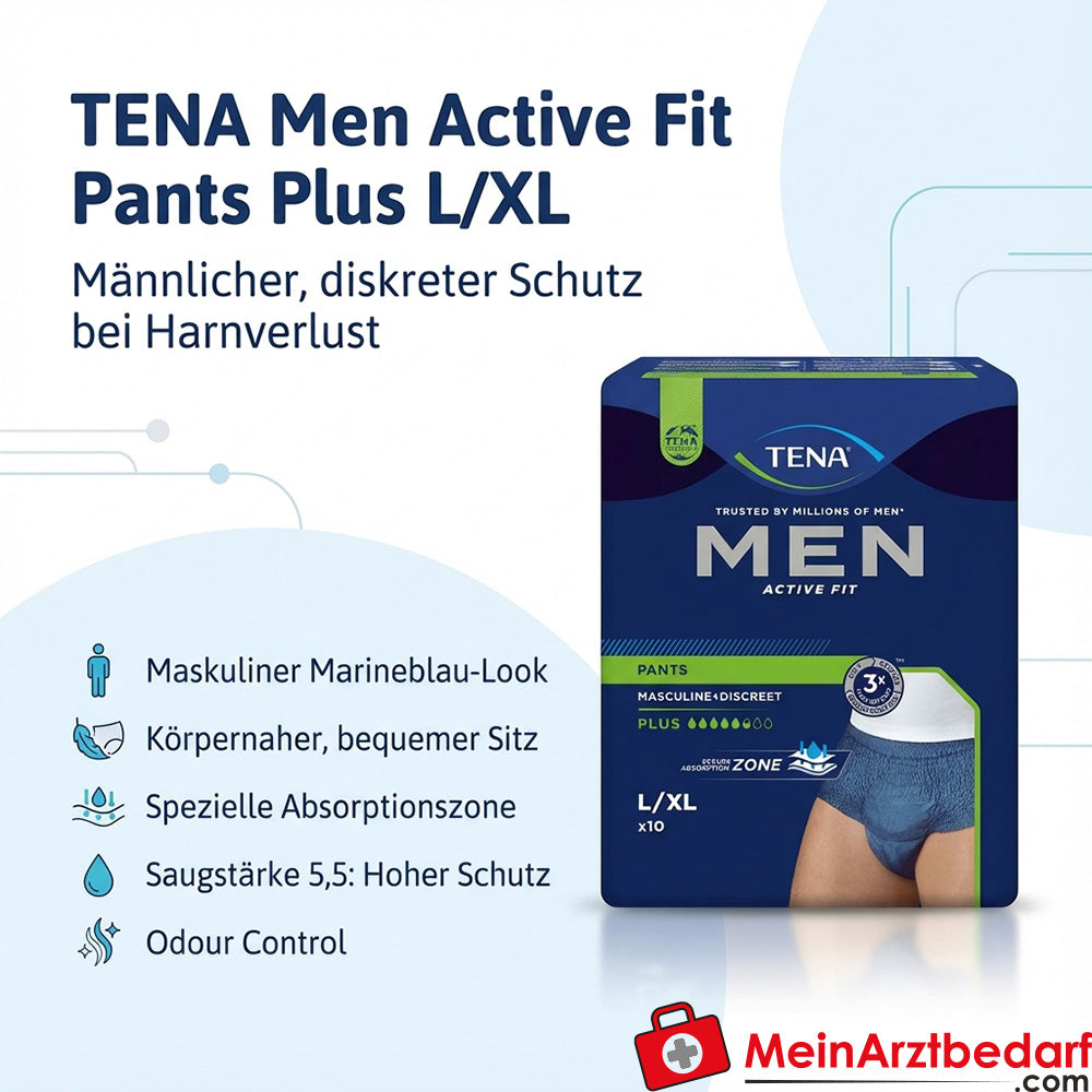 TENA Men Active Fit Pants Plus chłonność 5,5 spodnie jednorazowe L/XL niebieski