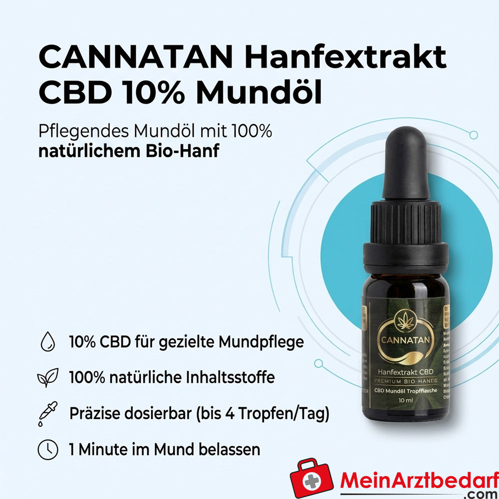 CANNATAN Extrait de chanvre CBD 10% Huile buccale Flacon compte-gouttes