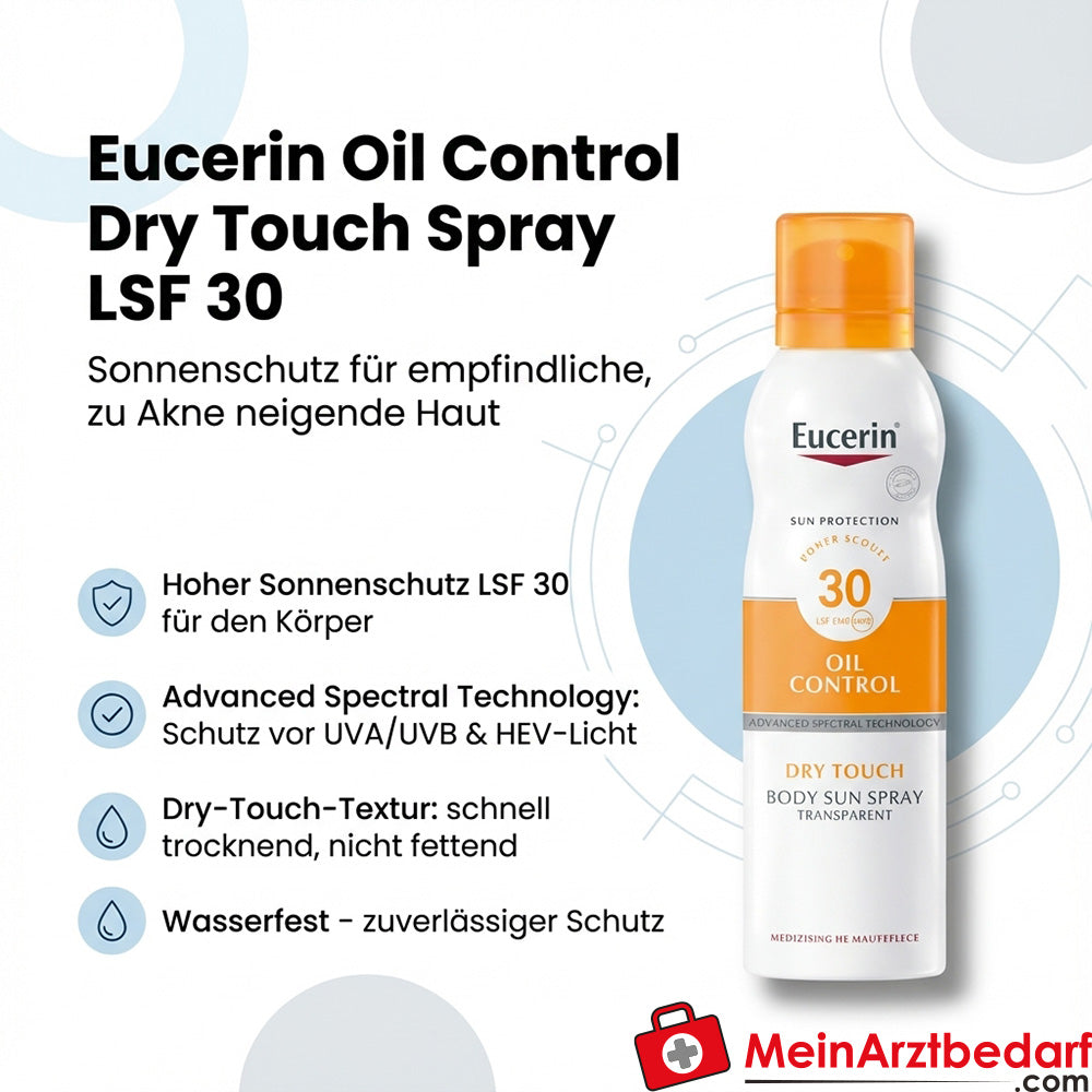 Eucerin Oil Control Dry Touch Spray LSF 30 Sonnenschutz für empfindliche und zu Akne neigende Haut 200 ml
