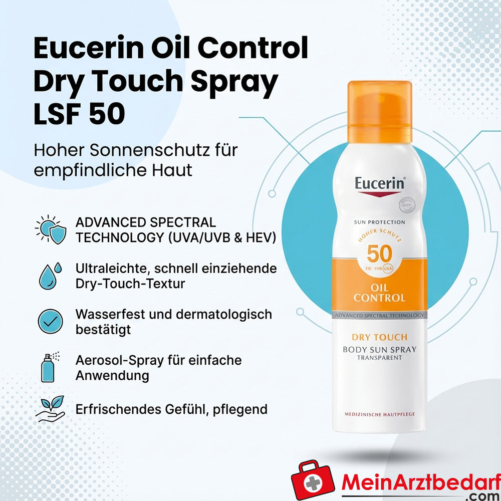 Eucerin Oil Control Dry Touch SPF 50 Aerosol Spray 200 ml per pelli sensibili e a tendenza acneica