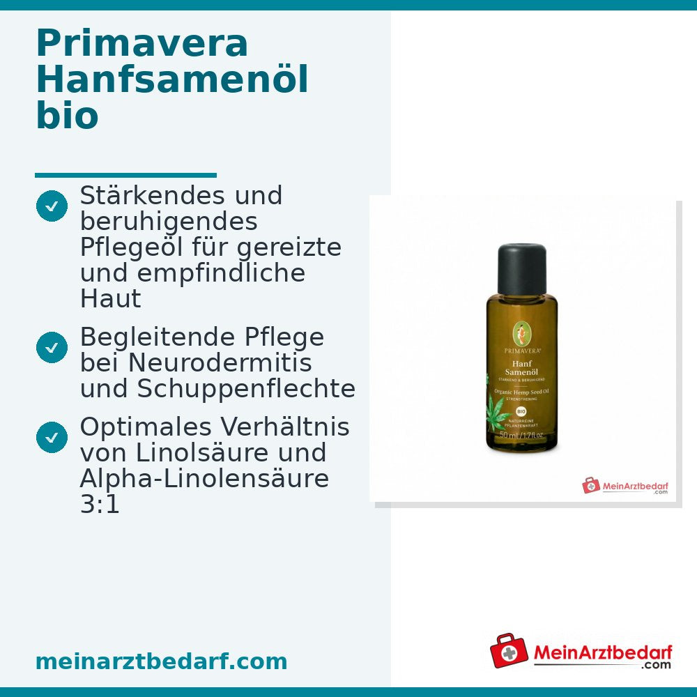 PRIMAVERA Hanfsamenöl bio Pflegeöl für sensible, trockene & reife Haut