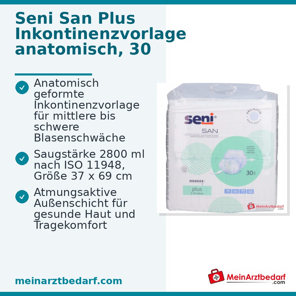Seni SAN plus incontinentieonderlegger 37 x 69 cm anatomisch met vochtindicator