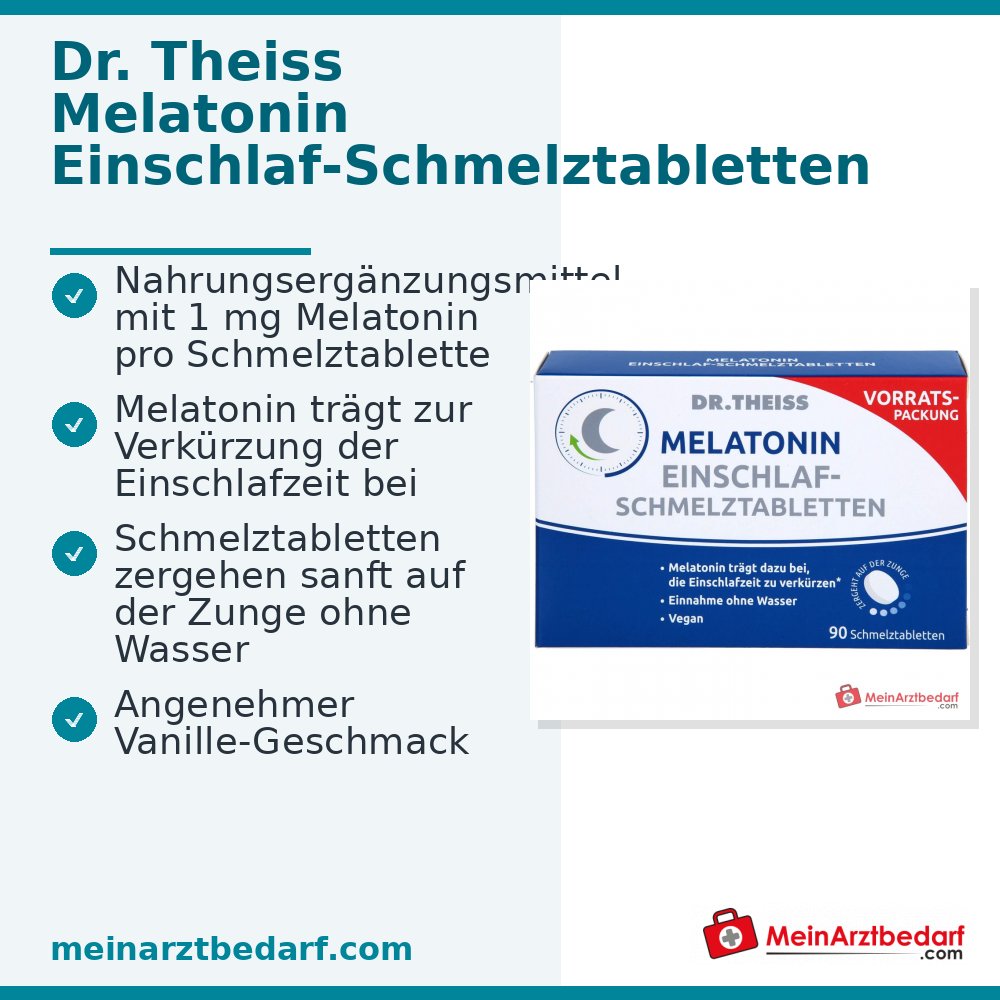 Dr. Theiss Melatonine Inslaapsmelt-tabletten 1 mg, 90 stuks.