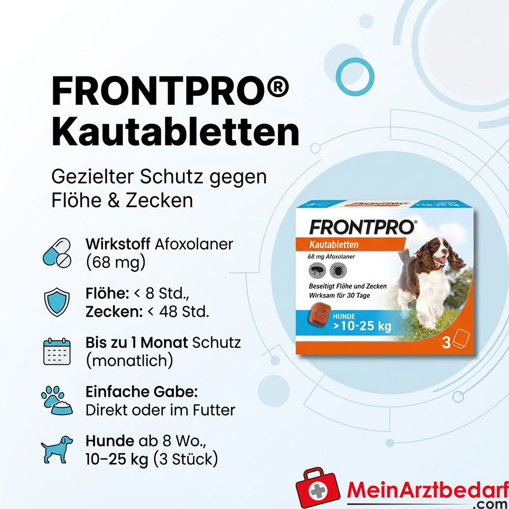 Frontpro comprimidos masticables Afoxolaner 68 mg para perros 10-25 kg 3 unidades