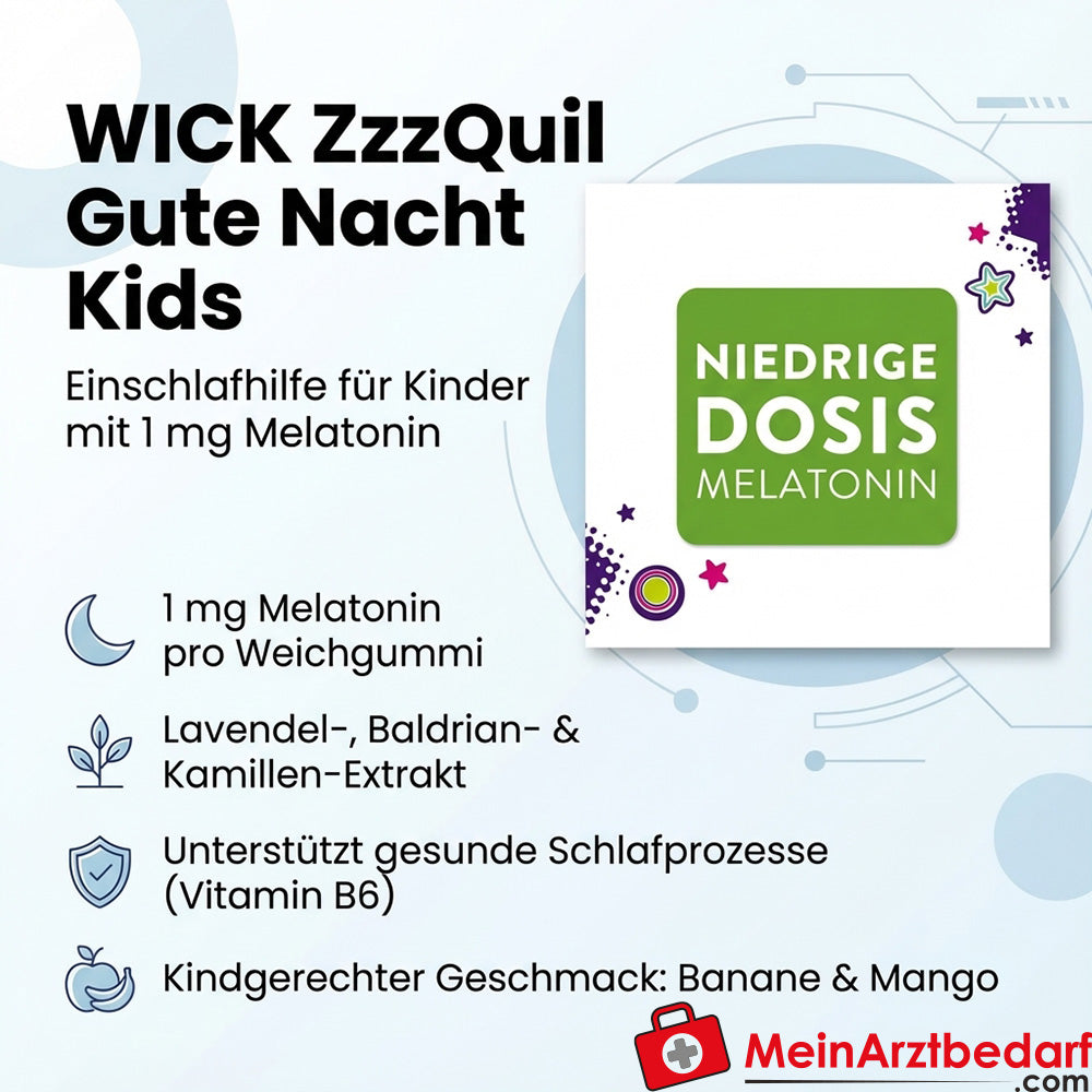 WICK ZzzQuil Gute Nacht Kids Melatonin 1 mg Weichgummis 30 Stück