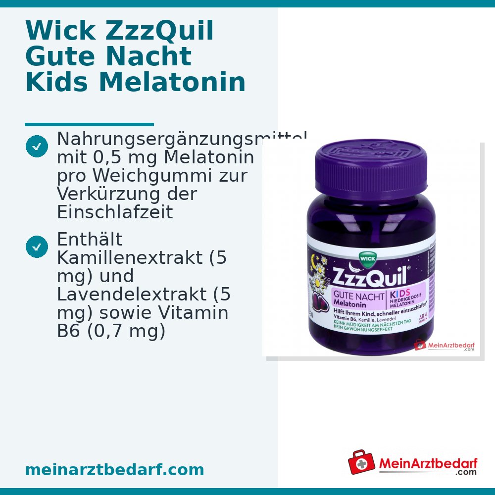 WICK ZzzQuil Gute Nacht Kids Melatonin 1 mg Weichgummis 30 Stück