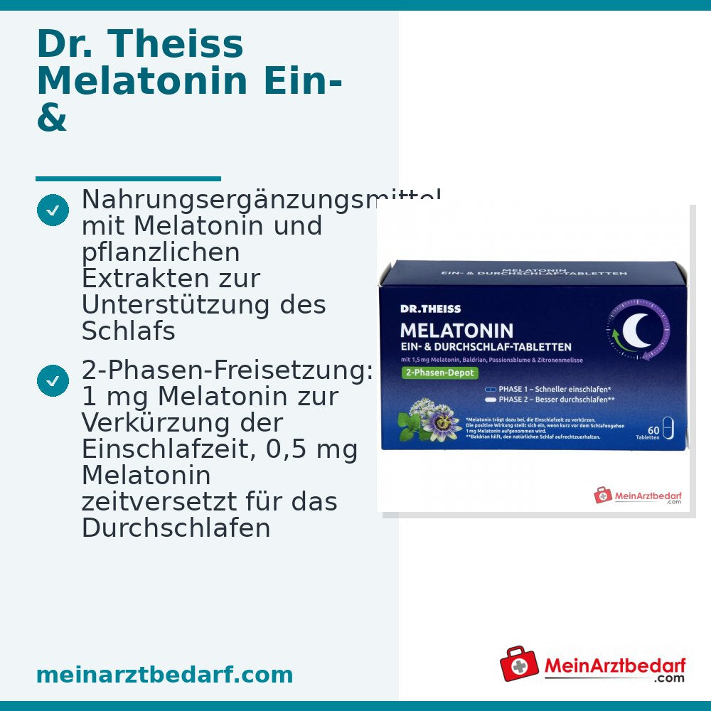 Dr Theiss Melatonina 1,5 mg compresse per addormentarsi e rimanere addormentati 60 pezzi