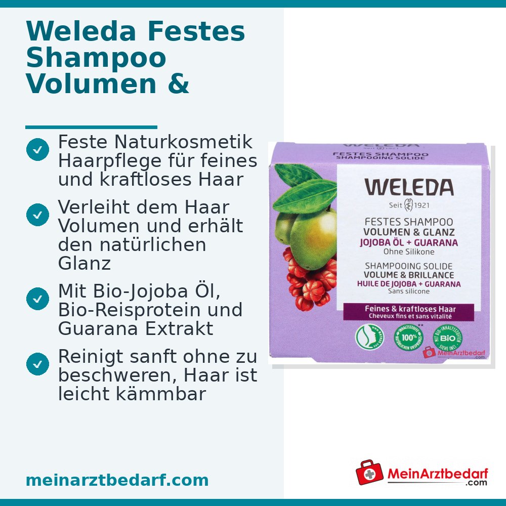 Weleda Festes Shampoo Volumen & Glanz Bio-Jojoba Shampoo, 50 g