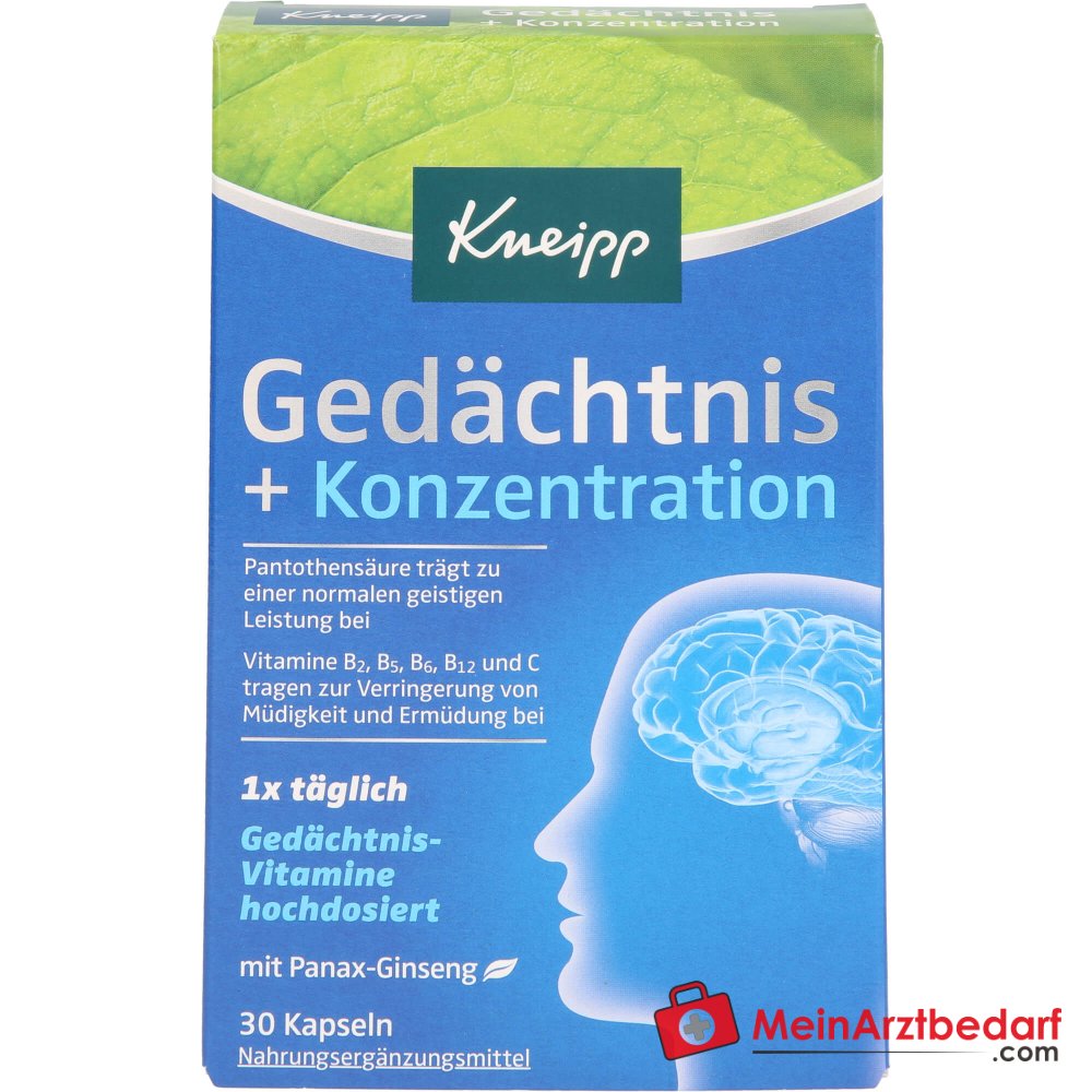 Kneipp Gedächtnis + Konzentration Kapseln, 30 St..
