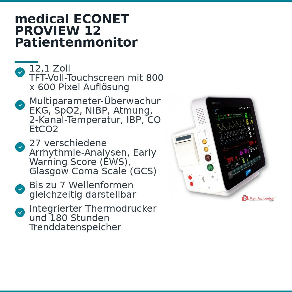 medical ECONET PROview monitor de pacientes 12 con EKG de 12 canales