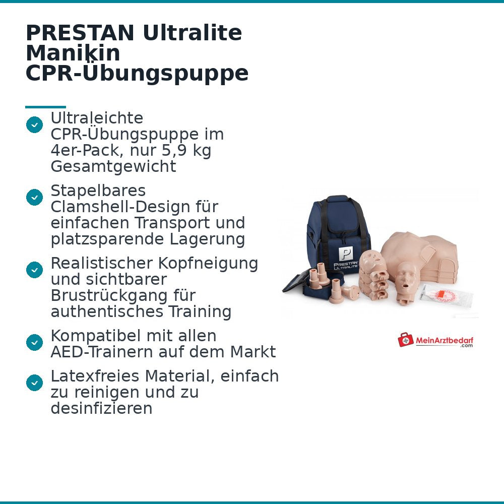 Prestan Ultralite Manikin CPR-Übungspuppe 4er-Pack.