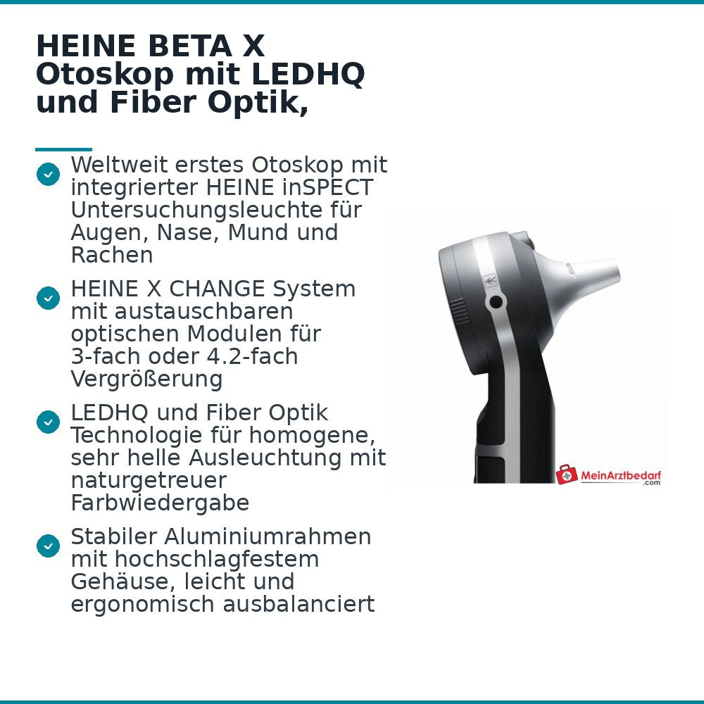 HEINE BETA X Otoskop 4,2x Vergrößerung mit X CHANGE System & inSPECT Untersuchungsleuchte.