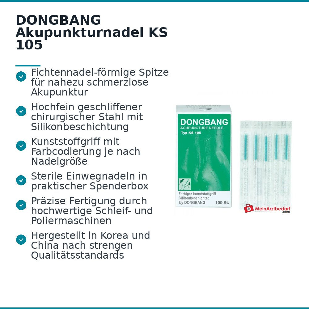 Dongbang Akupunkturnadel mit Kunststoffgriff, 100 Stk..