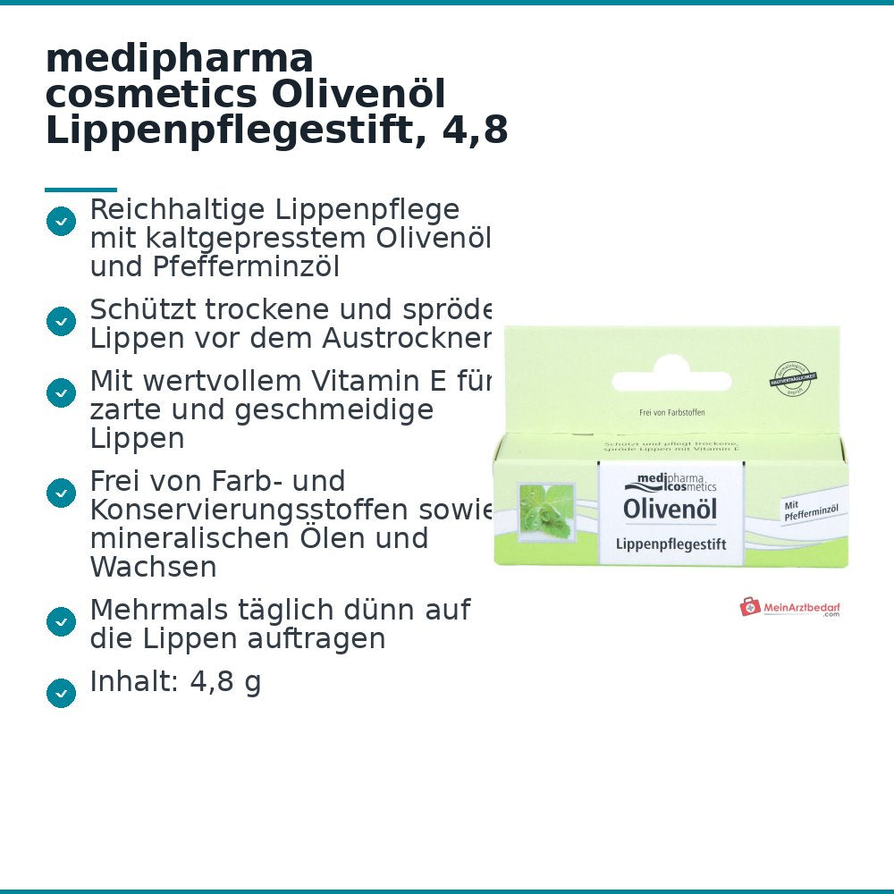 medipharma cosmetics Stick à lèvres à l'huile d'olive, 4,8 g