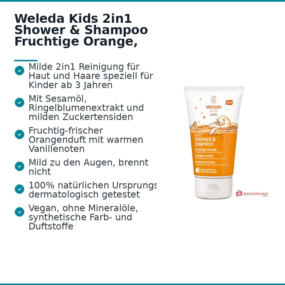 Weleda Kids 2en1 Gel y Champú Naranja Afrutada, 150 ml