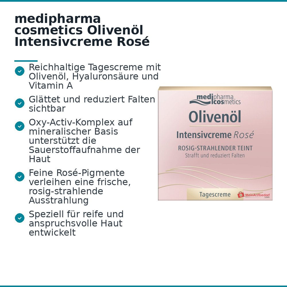 medipharma cosmetics Olijfolie Intensiefcrème Rosé Dagcrème, 50 ml