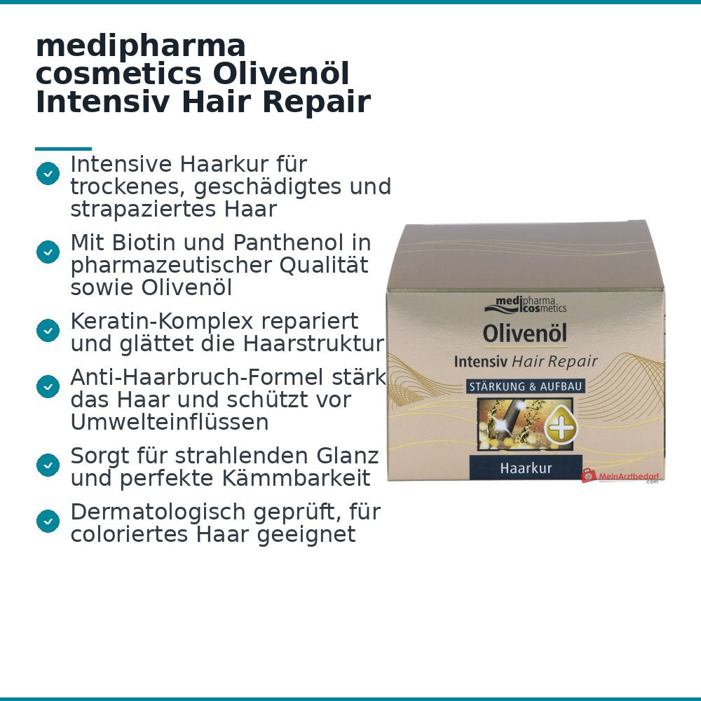medipharma cosmetics Mascarilla Reparadora Intensiva de Aceite de Oliva para el Cabello, 250 ml