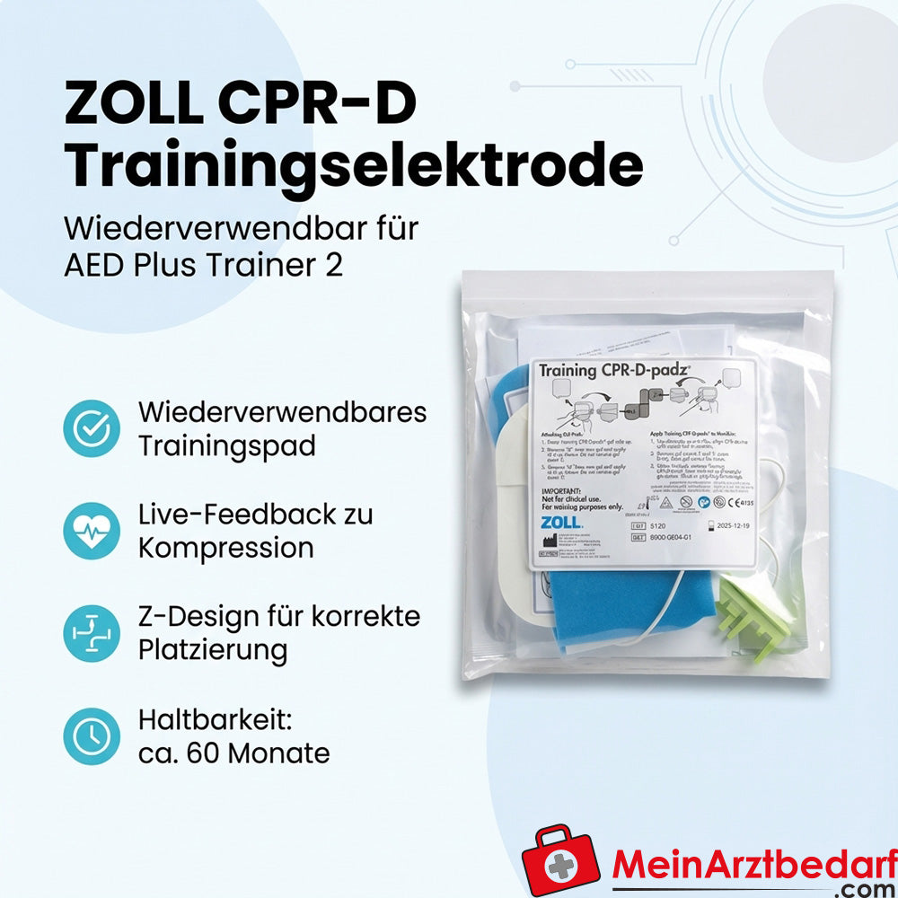 Elettrodo di addestramento riutilizzabile ZOLL CPR-D per AED Plus Trainer 2, design a Z, durata di conservazione circa 60 mesi