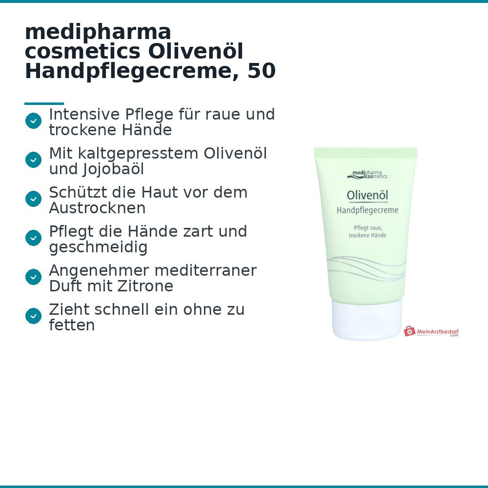 medipharma cosmetics Crema de cuidado de manos con aceite de oliva, 50 ml