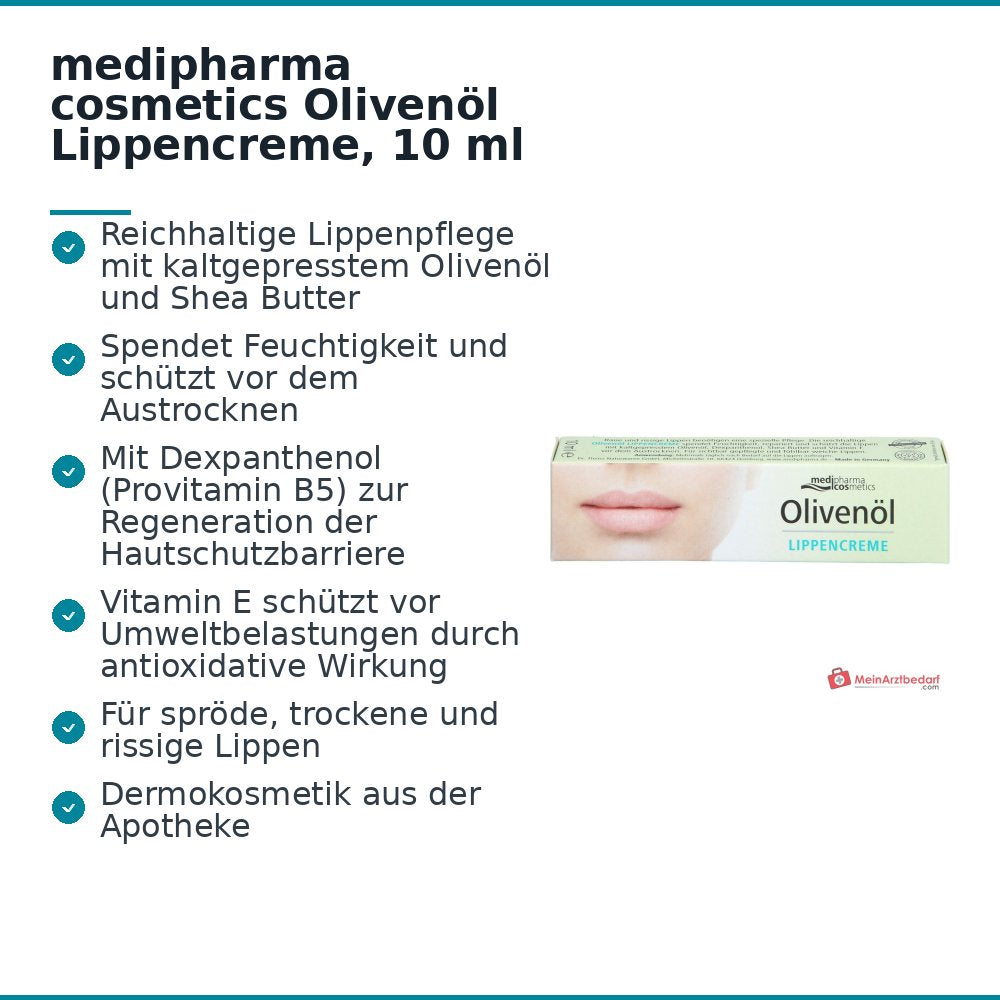 medipharma cosmetics Crema per labbra all'olio d'oliva, 10 ml