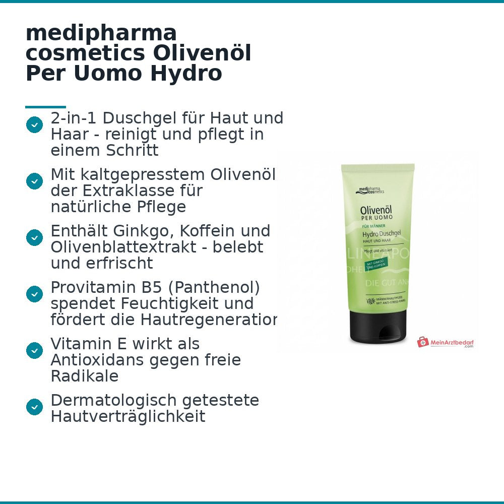 medipharma cosmetics Olivenöl Per Uomo Hydro Gel de Ducha, 150 ml