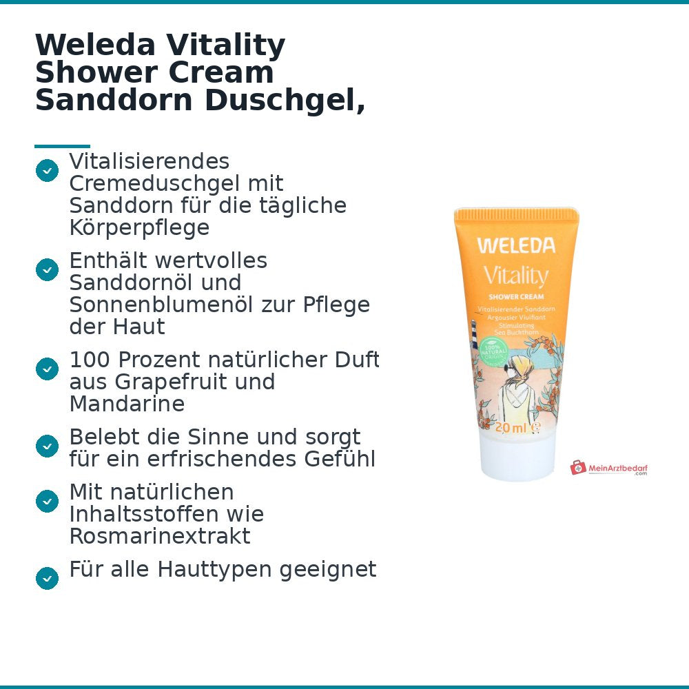 Weleda Crema de Ducha Vitalidad Espino Amarillo Gel de Ducha, 20 ml