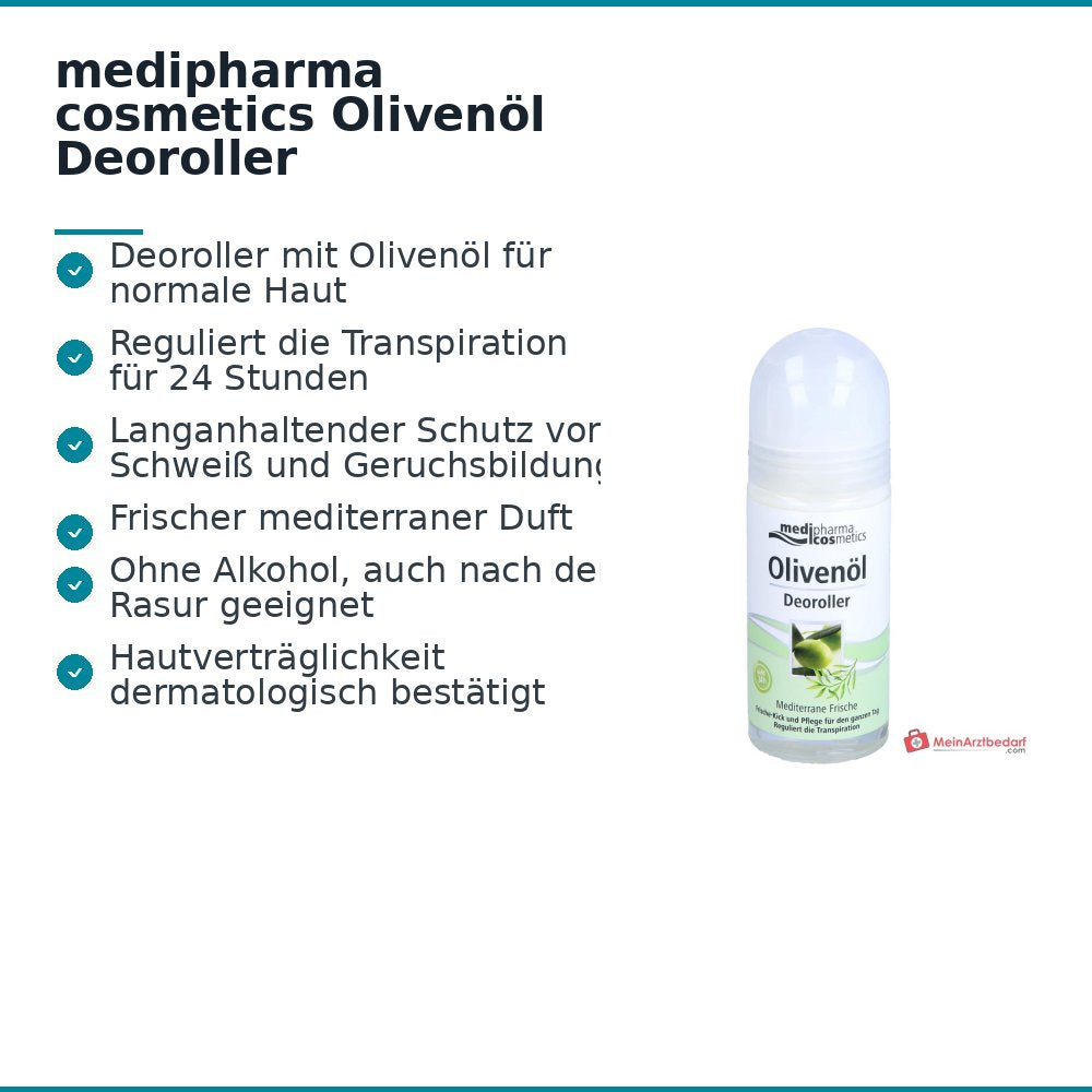 medipharma cosmetics Olivenöl Deoroller Mediterrane Frische, 50 ml