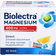 Biolectra Magnesium 400 mg ultra Direct Magnesiumoxid Micro-Pellets Zitronengeschmack, 40 Sticks.