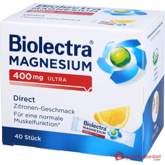 Biolectra Magnesium 400 mg ultra Direct Magnesiumoxid Micro-Pellets Zitronengeschmack, 40 Sticks.