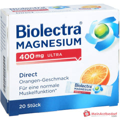 Biolectra Magnesium 400 mg Ultra Direct Orange Magnesiumoxid Micro-Pellets, 20 Sticks.