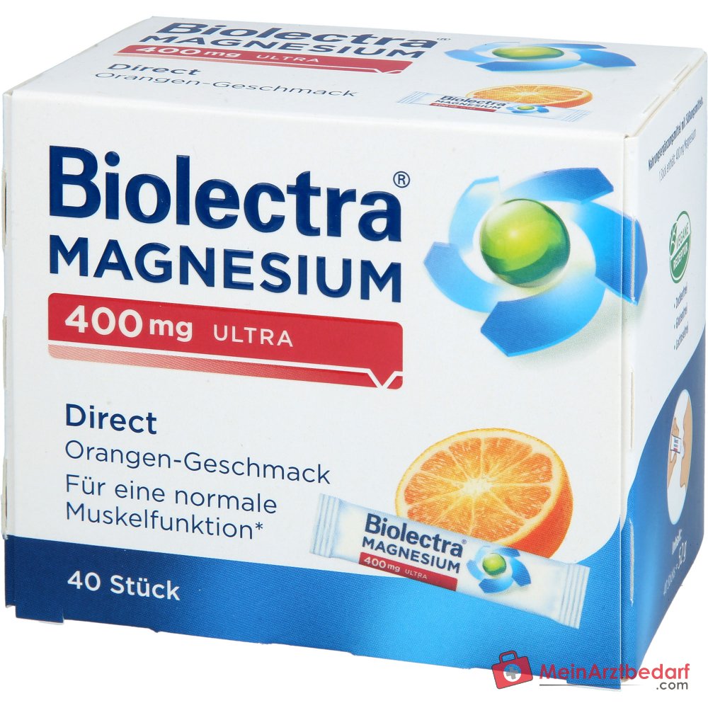 Biolectra Magnesium 400 mg ultra Direct Orangengeschmack Micro-Pellets, 40 Sticks.