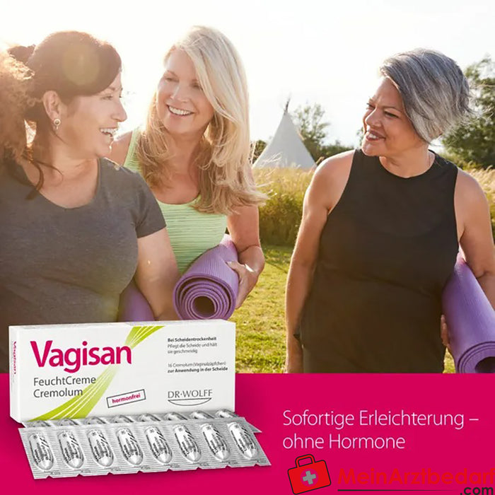 Vagisan Moisturizing Cream Cremolum: hormone-free vaginal suppositories for dry vagina - quick relief & easy to use