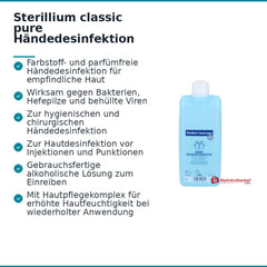 Sterillium classic pure Händedesinfektion Lösung, 1000 ml.