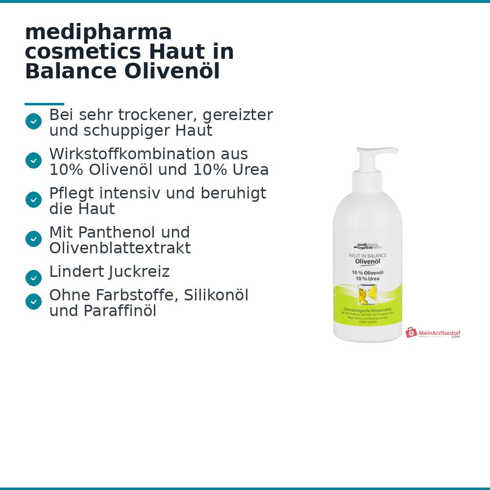 medipharma cosmetics Piel en Equilibrio Crema Corporal Dermatológica con Aceite de Oliva, 500 ml