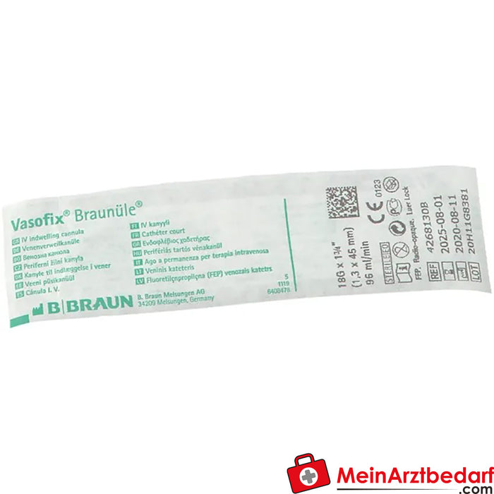 Vasofix® Braunüle® 1,30 x 45 mm G 18 vert, 1 p.