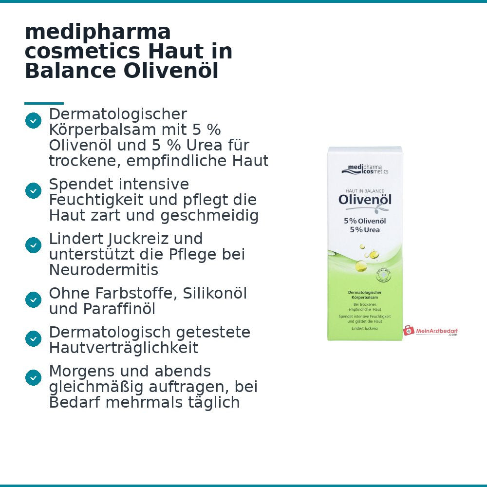 medipharma cosmetics Haut in Balance Olivenöl Dermatologischer Körperbalsam, 200 ml
