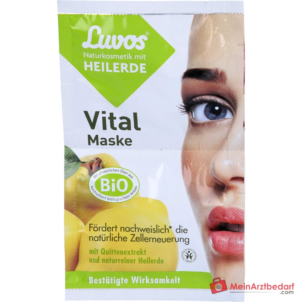 Luvos Vital Maske Quittenextrakt / Heilerde / Kukuinussoel / Q10 / Orangenblueten Gesichtsmaske, 2x7,5 ml.