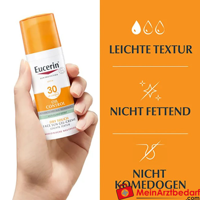 Eucerin® Oil Control Face Sun Gel-Creme SPF 30 - haute protection solaire, également pour les peaux à tendance acnéique, 50ml